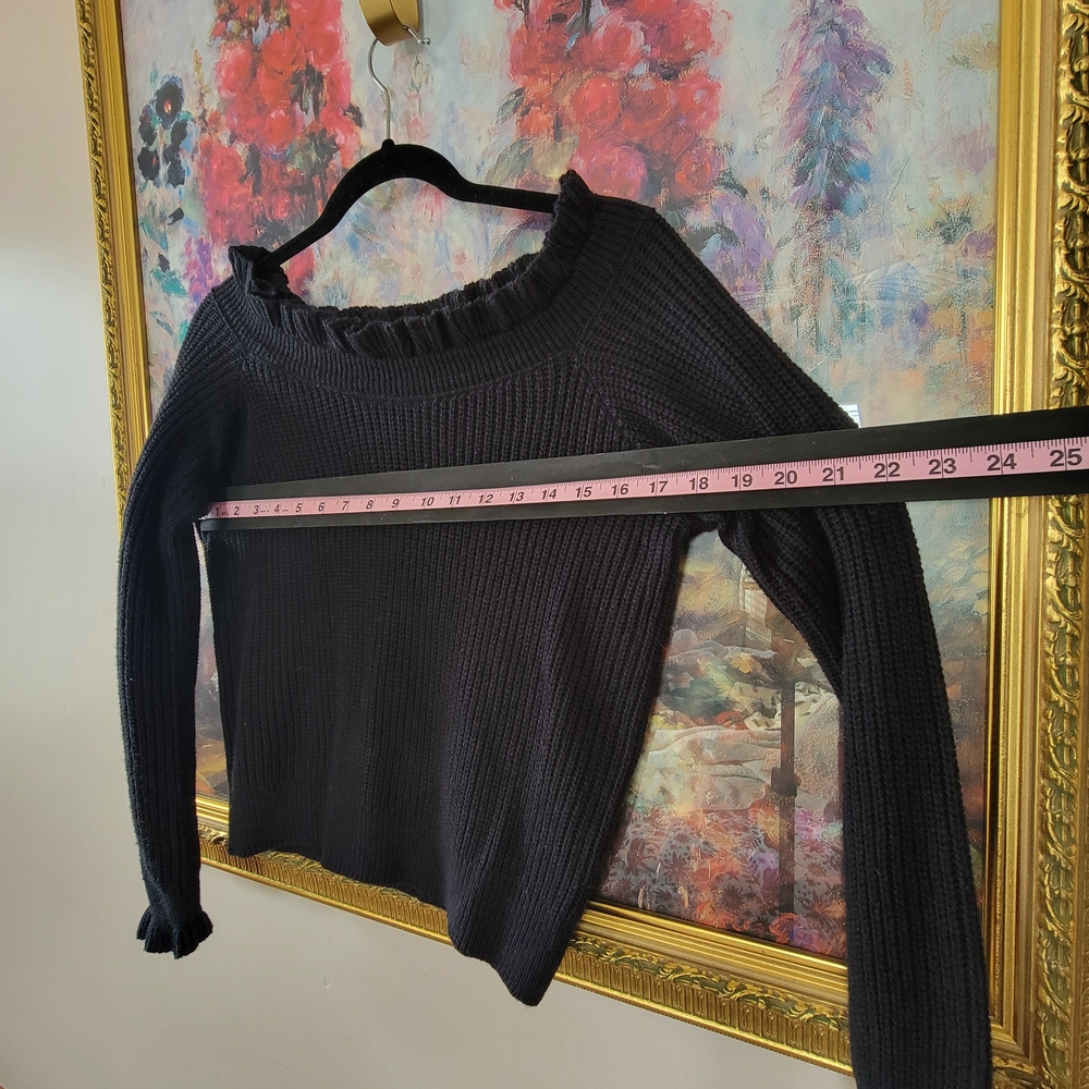 Lulus Ruffle Off Shoulder Shaker Sweater - Picture 3 of 4